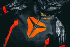 Spodnie skórzane SECA SRS II FLUO RED czerwony fluo czarny szary