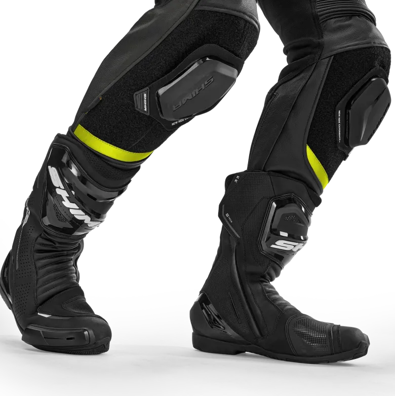 Spodnie skórzane SHIMA STR 2.0 BLACK/FLUO czarny żółty fluo