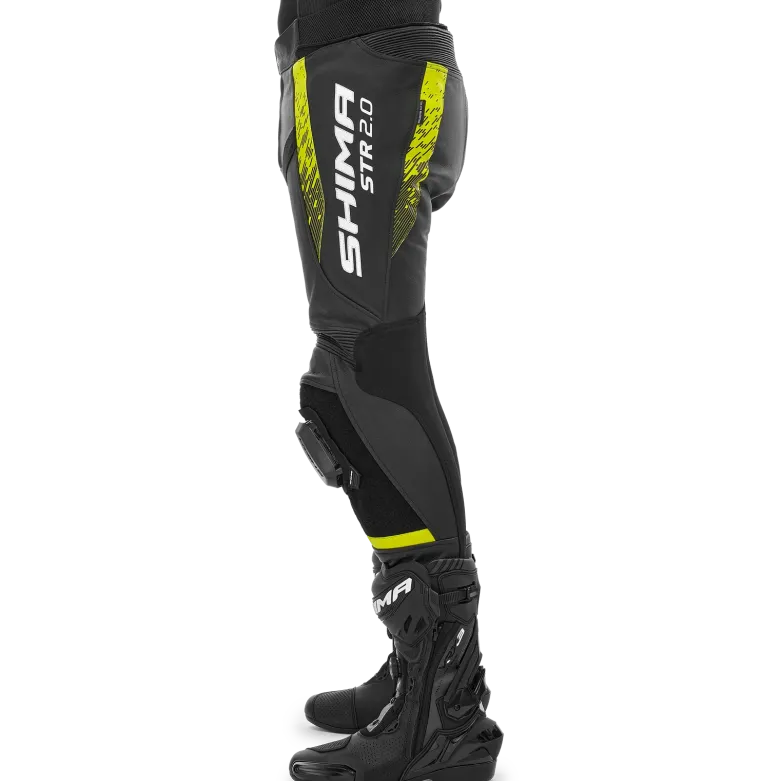 Spodnie skórzane SHIMA STR 2.0 BLACK/FLUO czarny żółty fluo