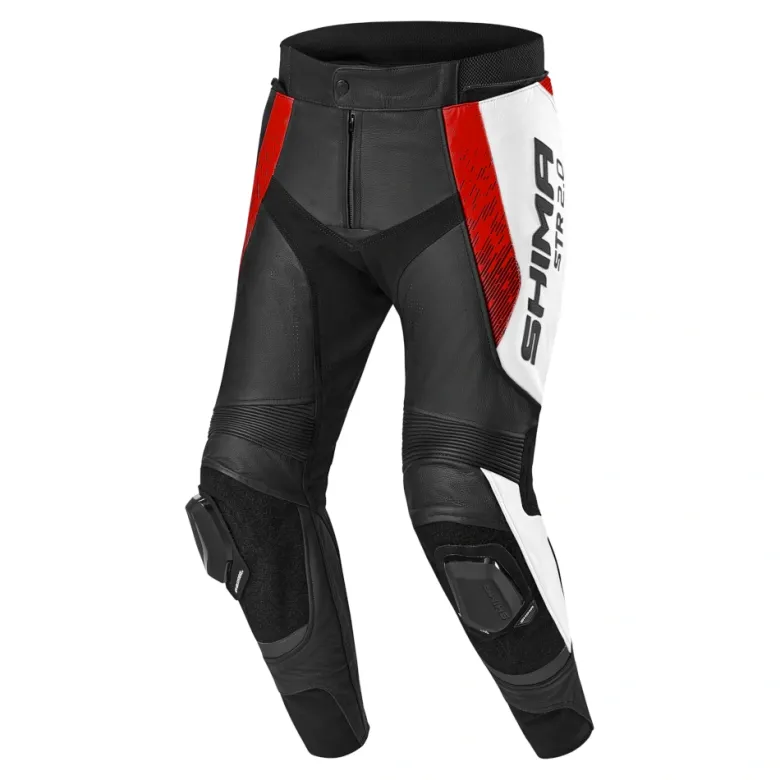 Spodnie skórzane SHIMA STR 2.0 RED FLUO czarny biały czerwony fluo
