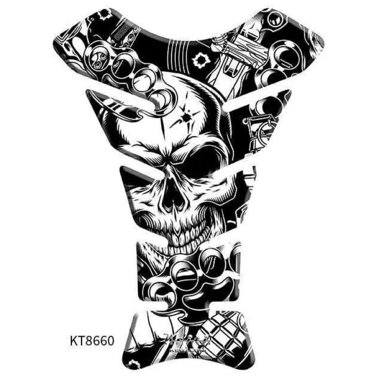 Tankpad KEITI SKULL WHITE czarny biały