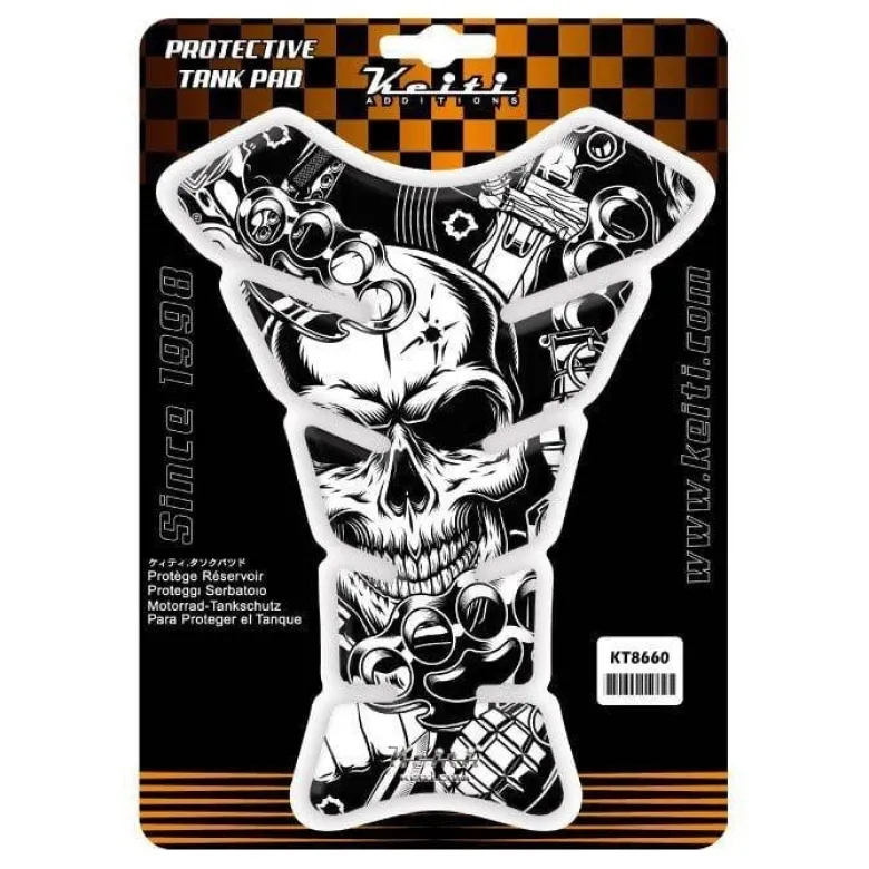 Tankpad KEITI SKULL WHITE czarny biały