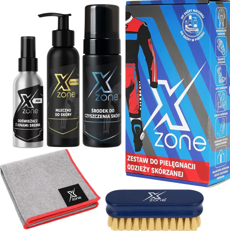 Zestaw do czyszczenia i konserwacji odzieży skórzanej XZONE NORMAL Z JONAMI MAN + SZCZOTKA 350ml