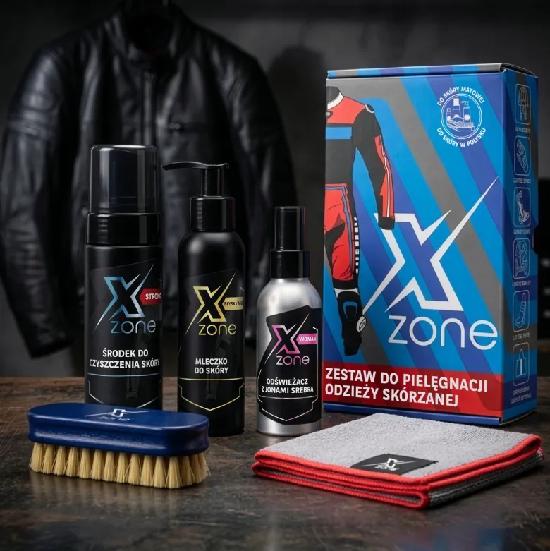 Zestaw do czyszczenia i konserwacji odzieży skórzanej XZONE STRONG Z JONAMI WOMAN + SZCZOTKA 350ml